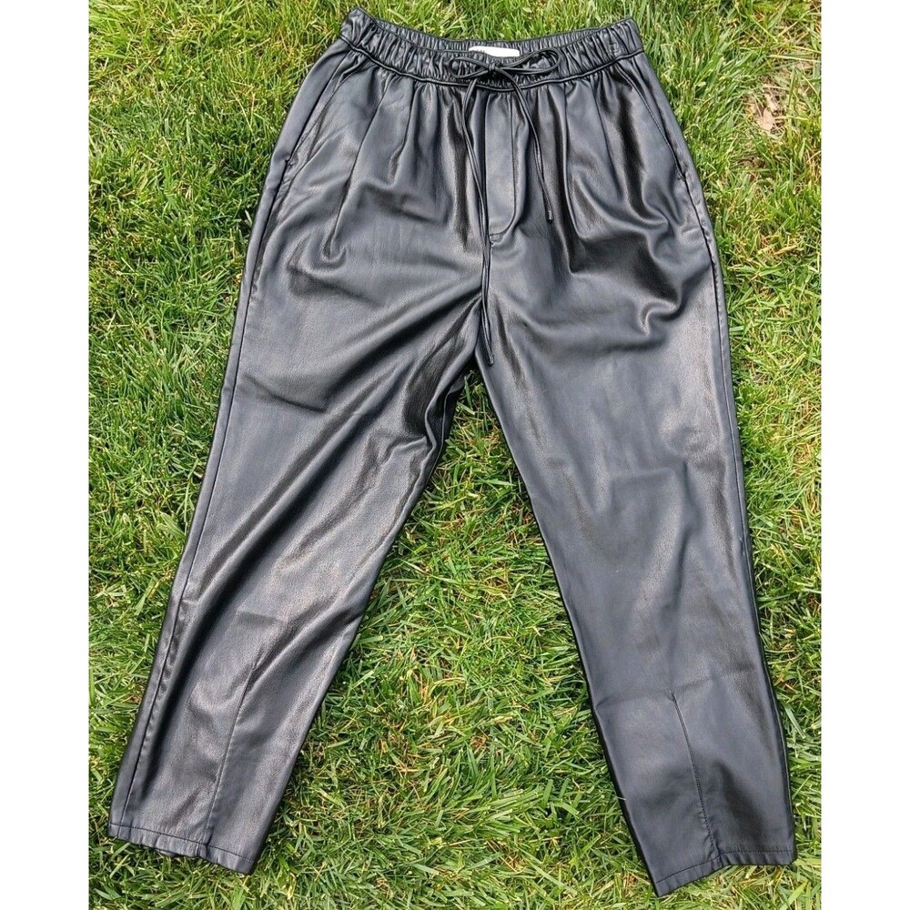 ZARA Faux Leather Straight-Leg Pants - Size Medium